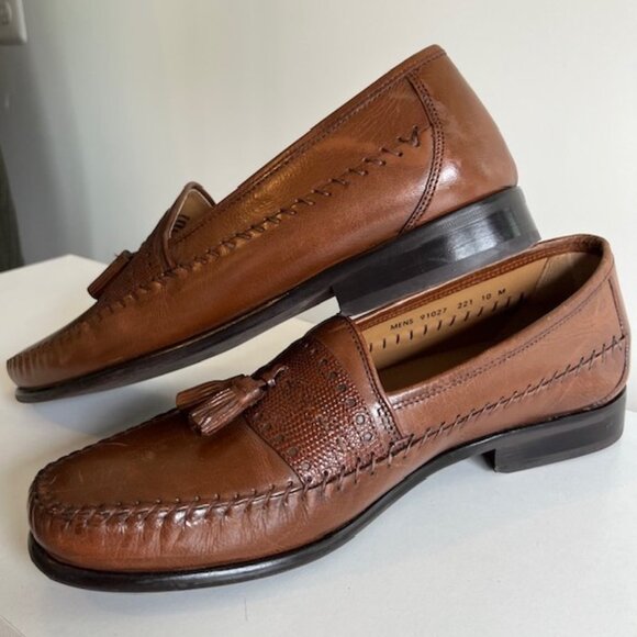 Brass Boot Men's Tassel Leather Brown Loafers - Sz 10M - Picture 5 of 6
